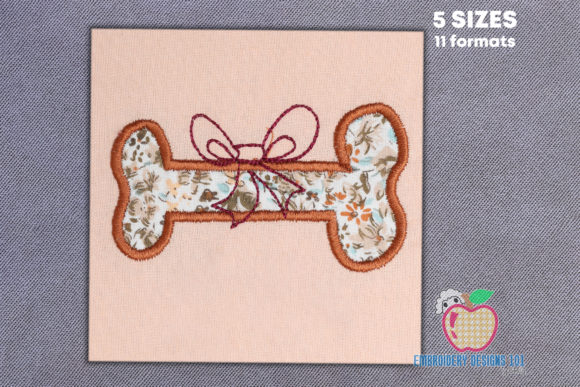 Charming Gifted Dog Bone with Bow Applique