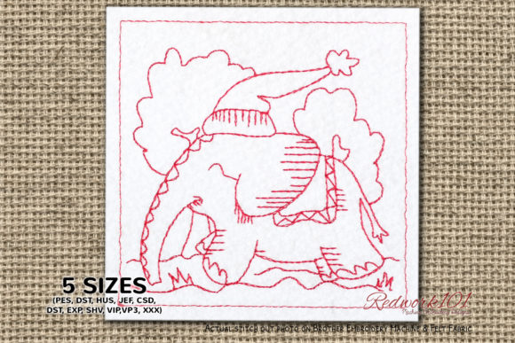 Christmas Baby Elephant Redwork: A Charming Design