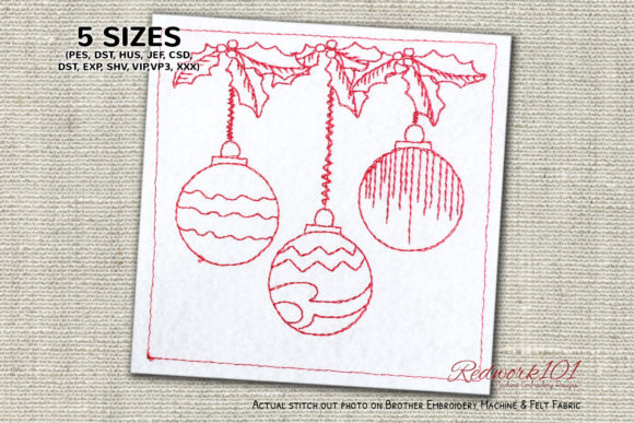 Christmas Ornaments Redwork: A Festive Embroidery Design
