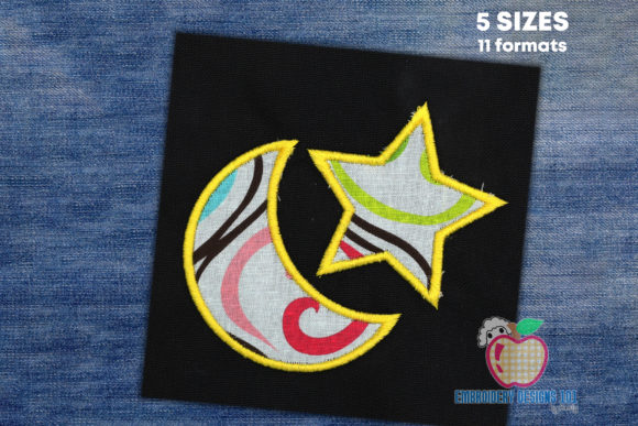 Moon with Star Applique: A Versatile Holiday Design