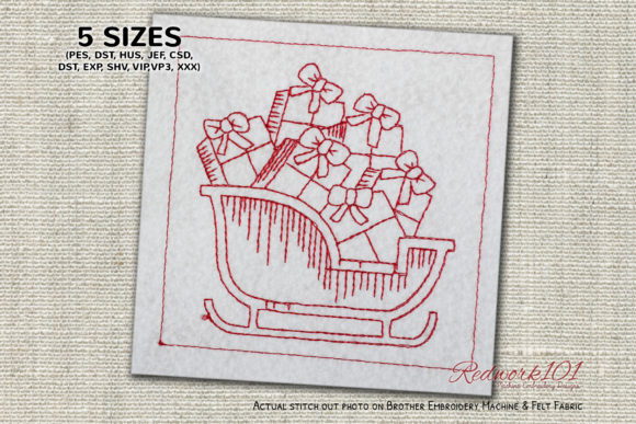Santa Sleigh Gifts Bluework: A Festive Embroidery Gem