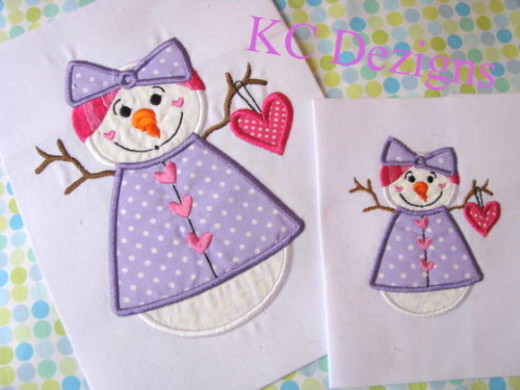 Snow Lady Holding Heart: A Charming Winter Embroidery